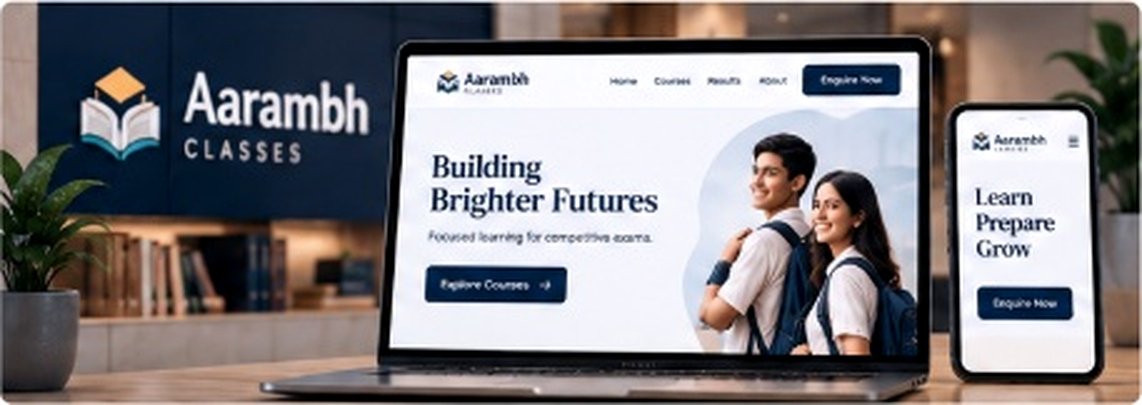 Aarambh Classes Laptop & Mobile Website Showcase