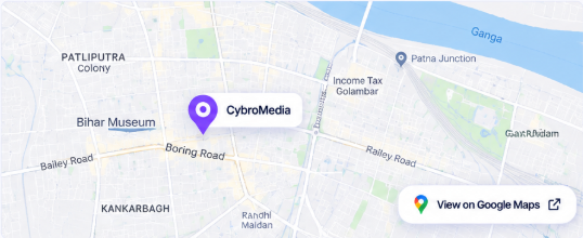 Map showing CybroMedia Studio on Boring Road Patna