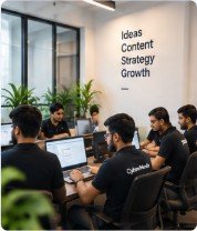 CybroMedia strategy and marketing team at workstations